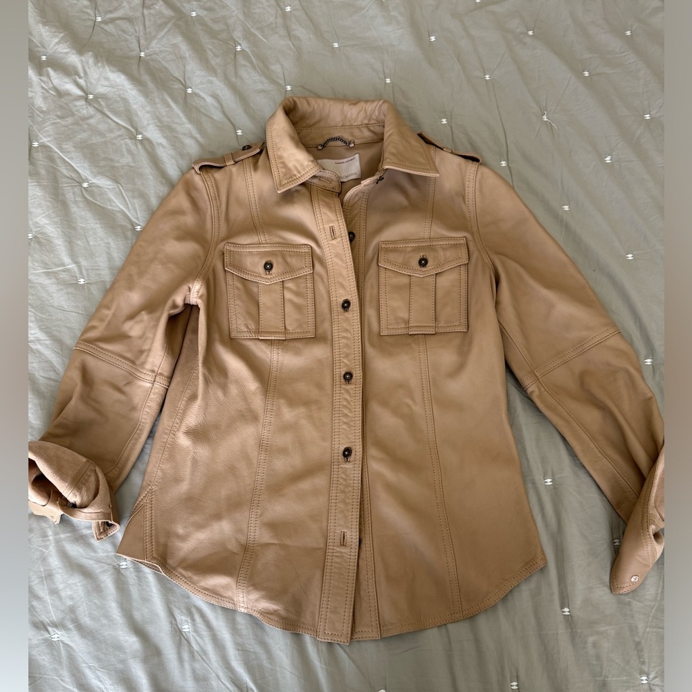 Tan leather  real leather shirt